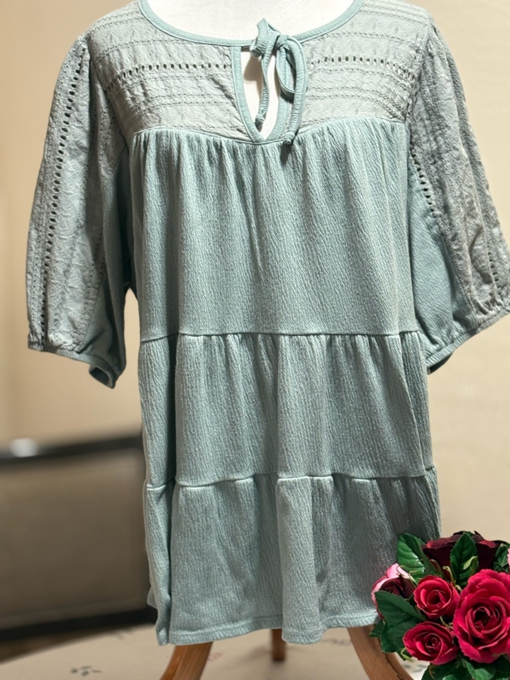 Rue21 Light Sage Knit Peasant Blouse
